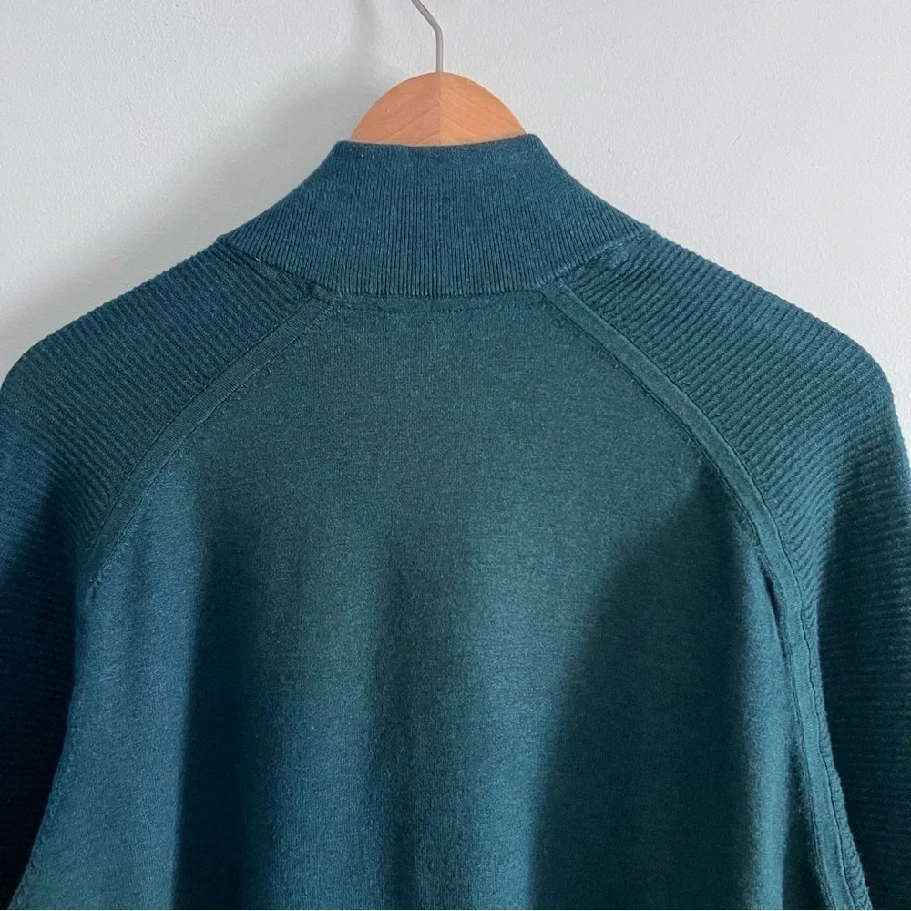 Men’s Ted Baker London Pullover 1/3 Zip Ribbed Sweater Teal Business Casual